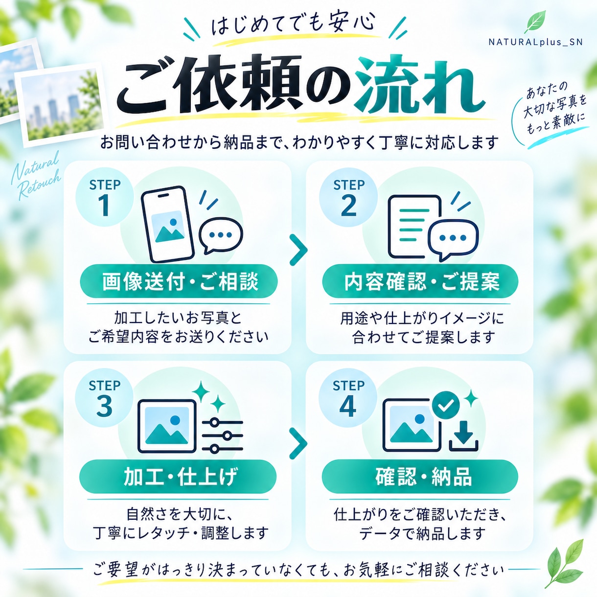 人物写真を自然に好印象へレタッチします 「盛りすぎない。でも、ちゃんと変わる。」 イメージ4