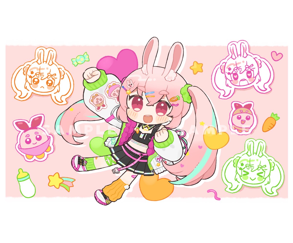 デフォルメイラスト（ミニキャラ）描きます VTuber・配信者様向け！女子・男子・動物など幅広く対応 イメージ9