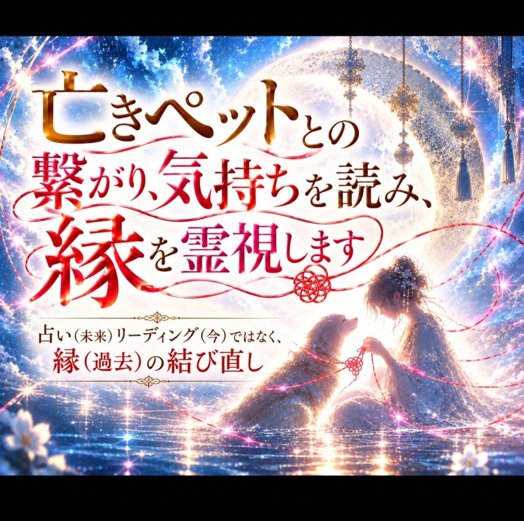 亡きペットとの繋がり、気持ちを読み、縁を霊視します 占い(未来)リーディング(今)ではなく、縁(過去)の結び直し イメージ1