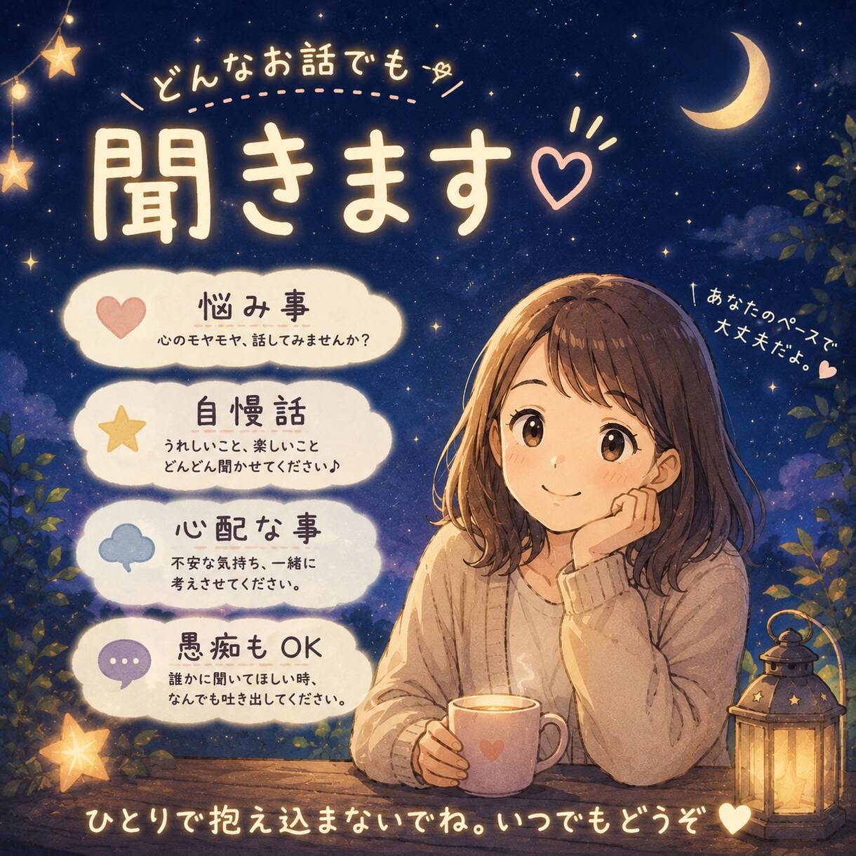 お話聞きます あなたのお話し相手になります！ イメージ1
