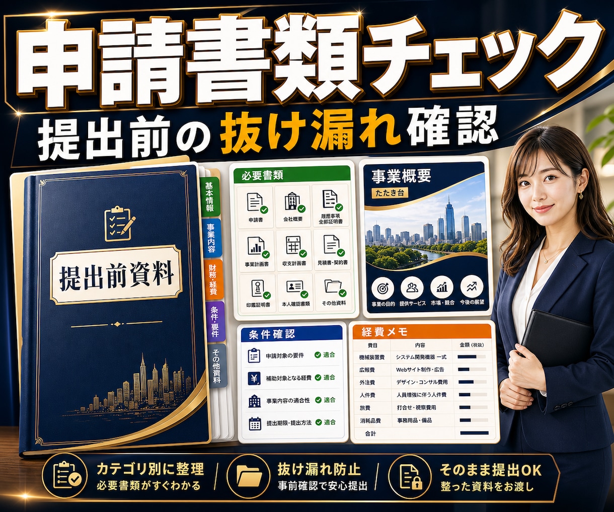 補助金申請前の書類を整理します 採択保証なしで書類準備を支援します イメージ1