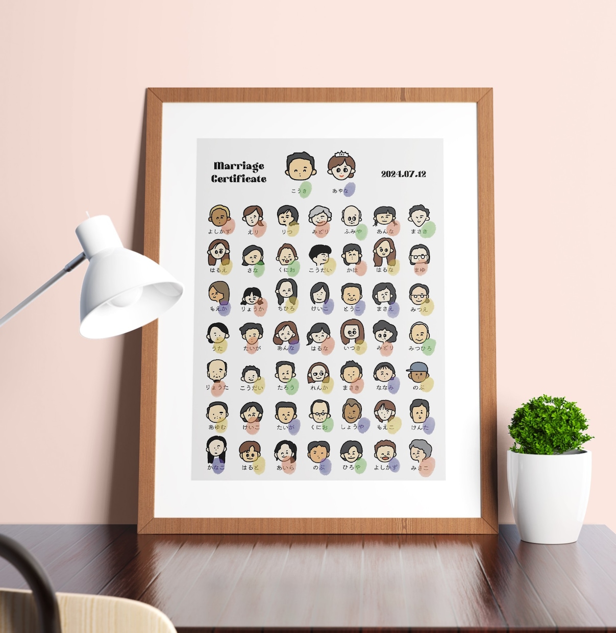 ゲストもびっくりする似顔絵結婚証明書作ります 絵柄多数！800組の実績のプロがお届け！(急ぎ対応可) イメージ1