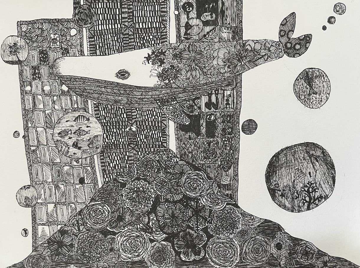 緻密な線画で動物と植物を描きます 一筆一筆に込めた繊細な線画、唯一無二のアートとして仕上げます イメージ1