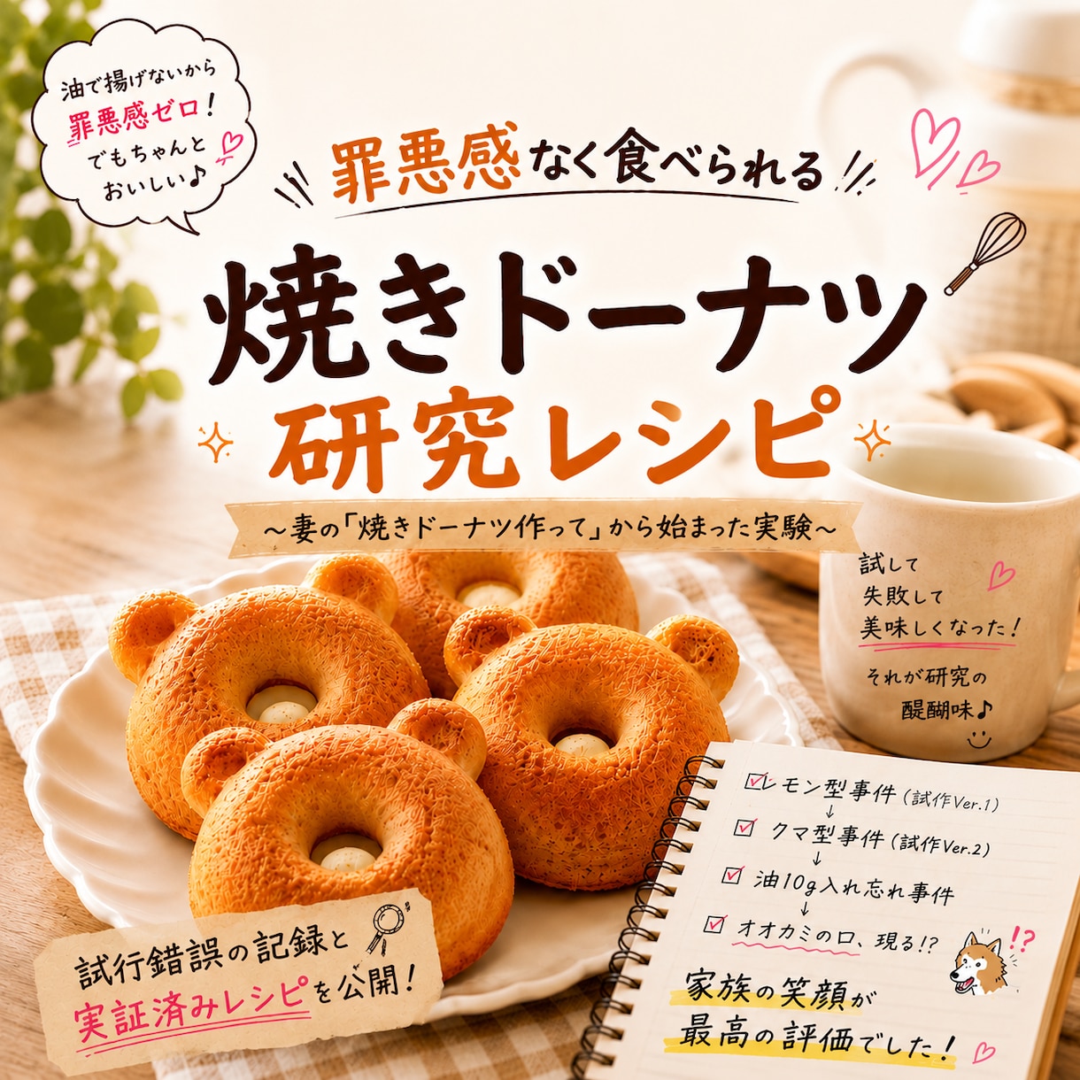 罪悪感なく食べられる焼きドーナツ研究レポートします ダイエット中でも食べられる焼きドーナツです イメージ1