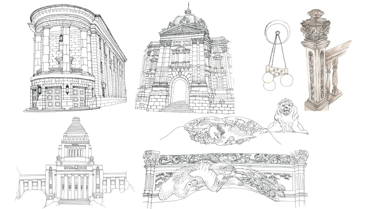 建物・建築物・神社や寺などのイラストを制作します 線画のみでも、色つきのものでも、ご希望にあわせてお作りします イメージ1