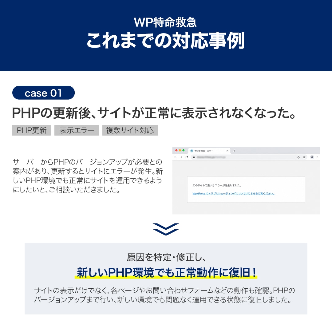 WordPressの不具合・エラーの原因調査します 原因不明・他社制作もOK！必要な対応まで詳しくご報告 イメージ8