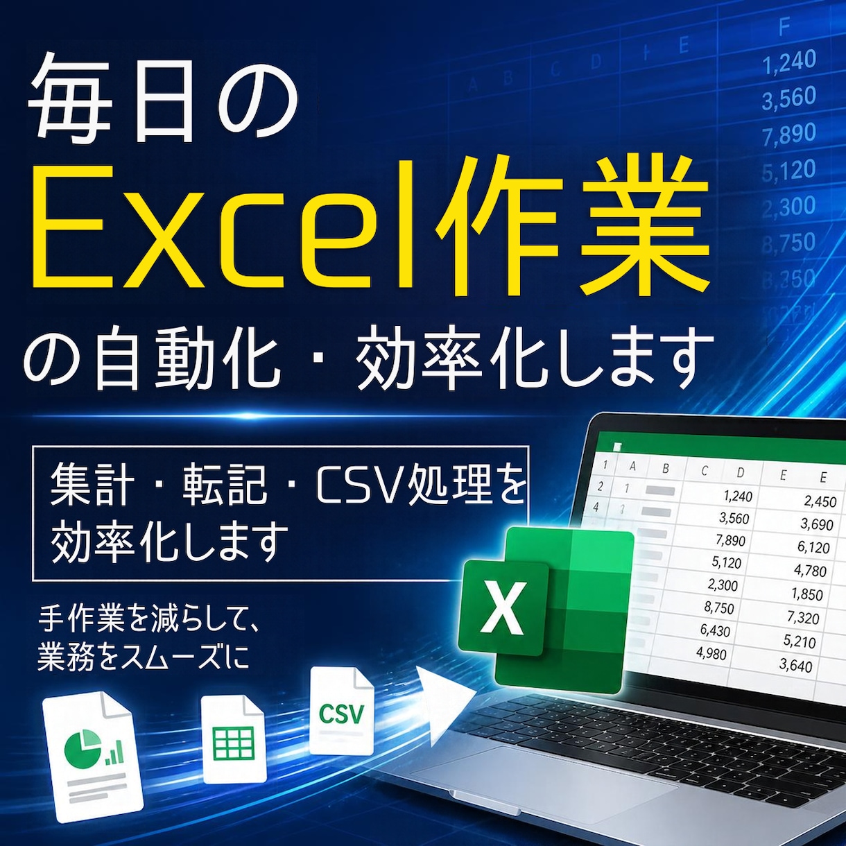 Excel作業の自動化・効率化します 手作業を削減し業務時間を短縮します イメージ1