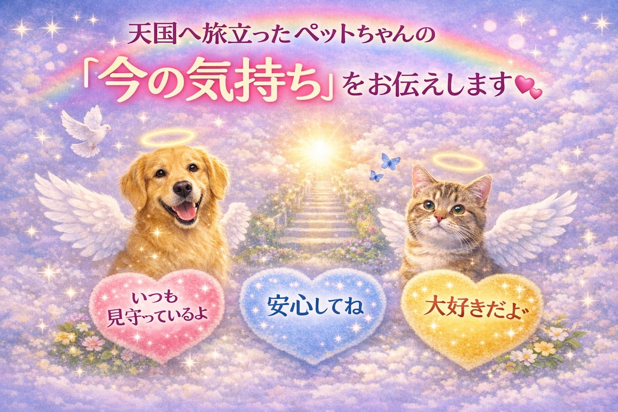 虹の橋を渡ったペットちゃんと繋がります 質問3件に答え、ペットちゃんからメッセージもいただきます イメージ1