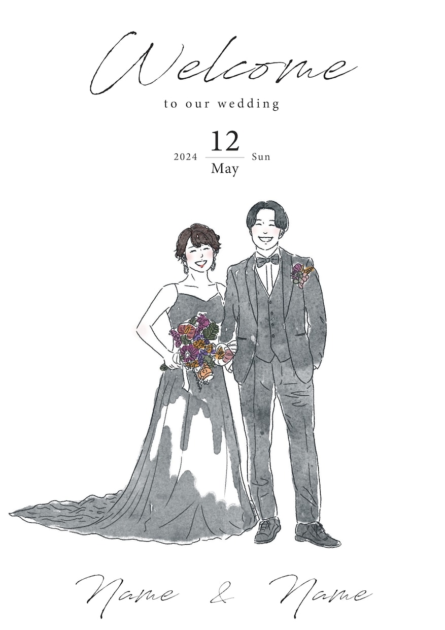 柔らかいタッチの似顔絵ウェディングイラスト描きます ウェルカム