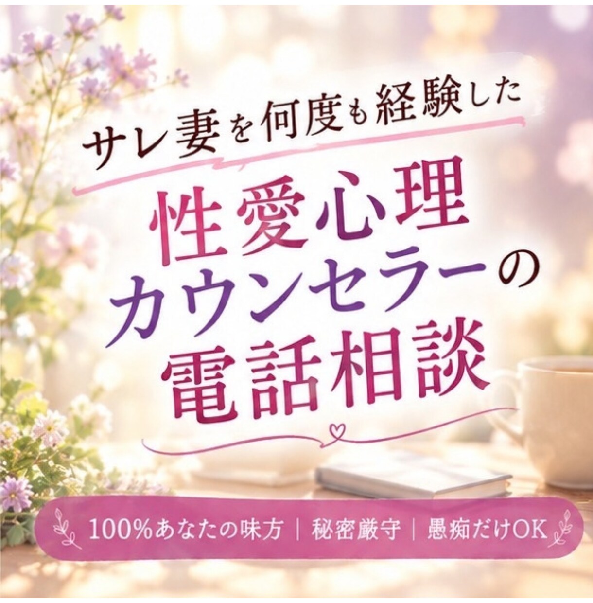 サレ妻を何度も経験した私が100％味方になります 性愛心理カウンセラーゆうこが、一緒に出口を探します！ イメージ1