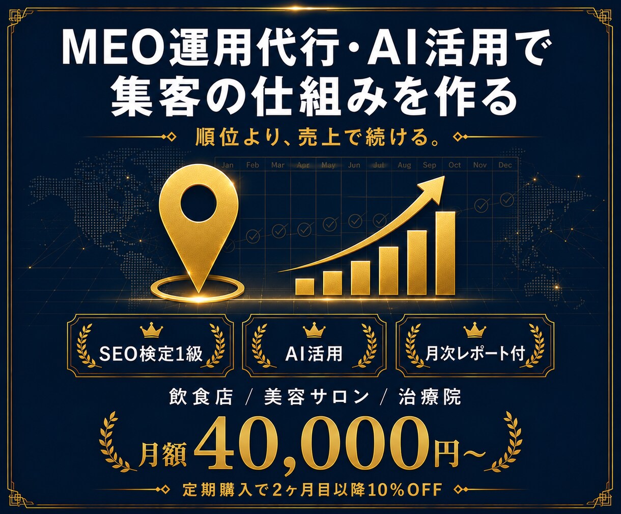 MEO運用代行・AI活用で集客の仕組みを作ります SEO検定1級｜順位より売上のMEO運用代行 イメージ1