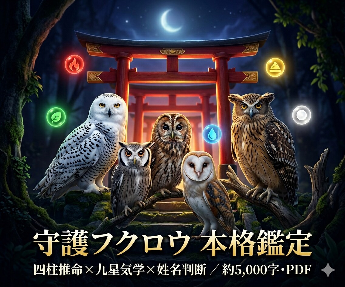 守護フクロウ本格鑑定｜性格・恋愛・運勢を視ます 統計学の3占術で、性格・恋愛・仕事・運勢を徹底鑑定します イメージ1