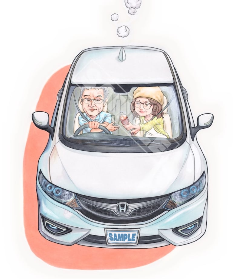 愛車や似顔絵アナログイラスト作成 原画郵送致します 【記念品やプレゼントに】車やご家族のオリジナル画作成します イメージ9