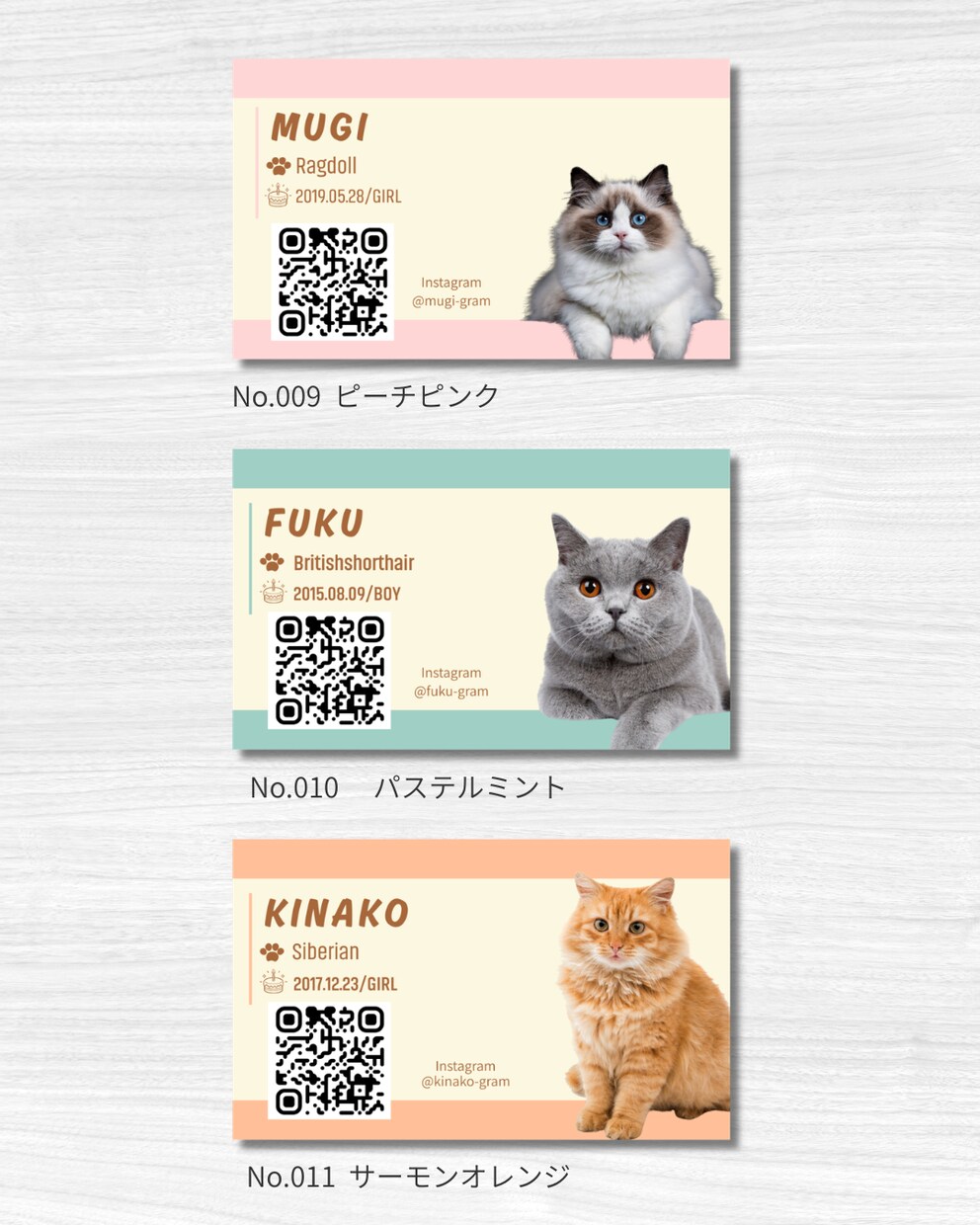 かわいい”うちの子”名刺をお作りしてます ねこちゃん名刺！かわいいパステルバイカラー イメージ4