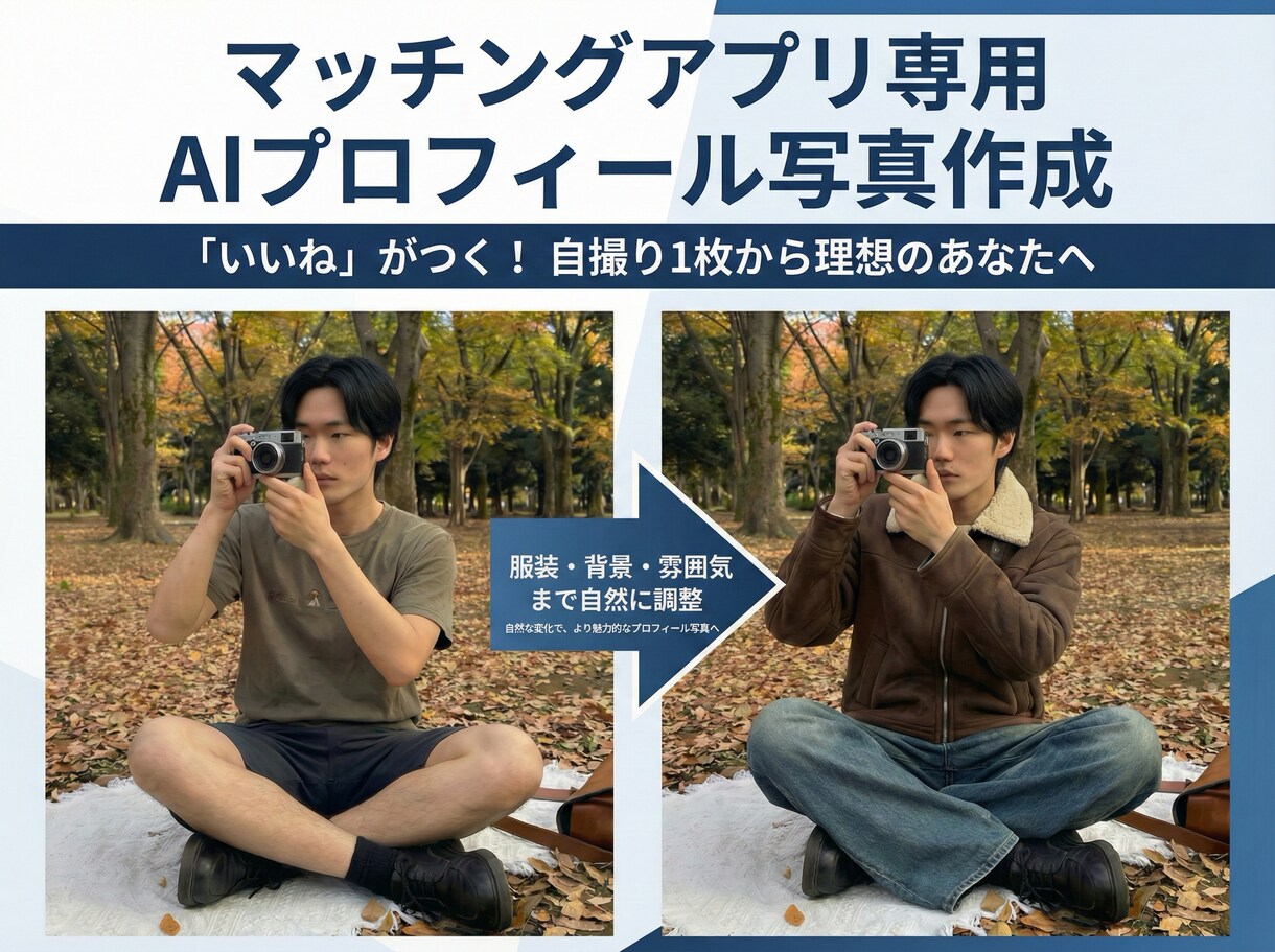 マッチングアプリのプロフィール画像を作成します 本人様の写真から、いいねが伸びやすいAI写真を作成！！ イメージ2