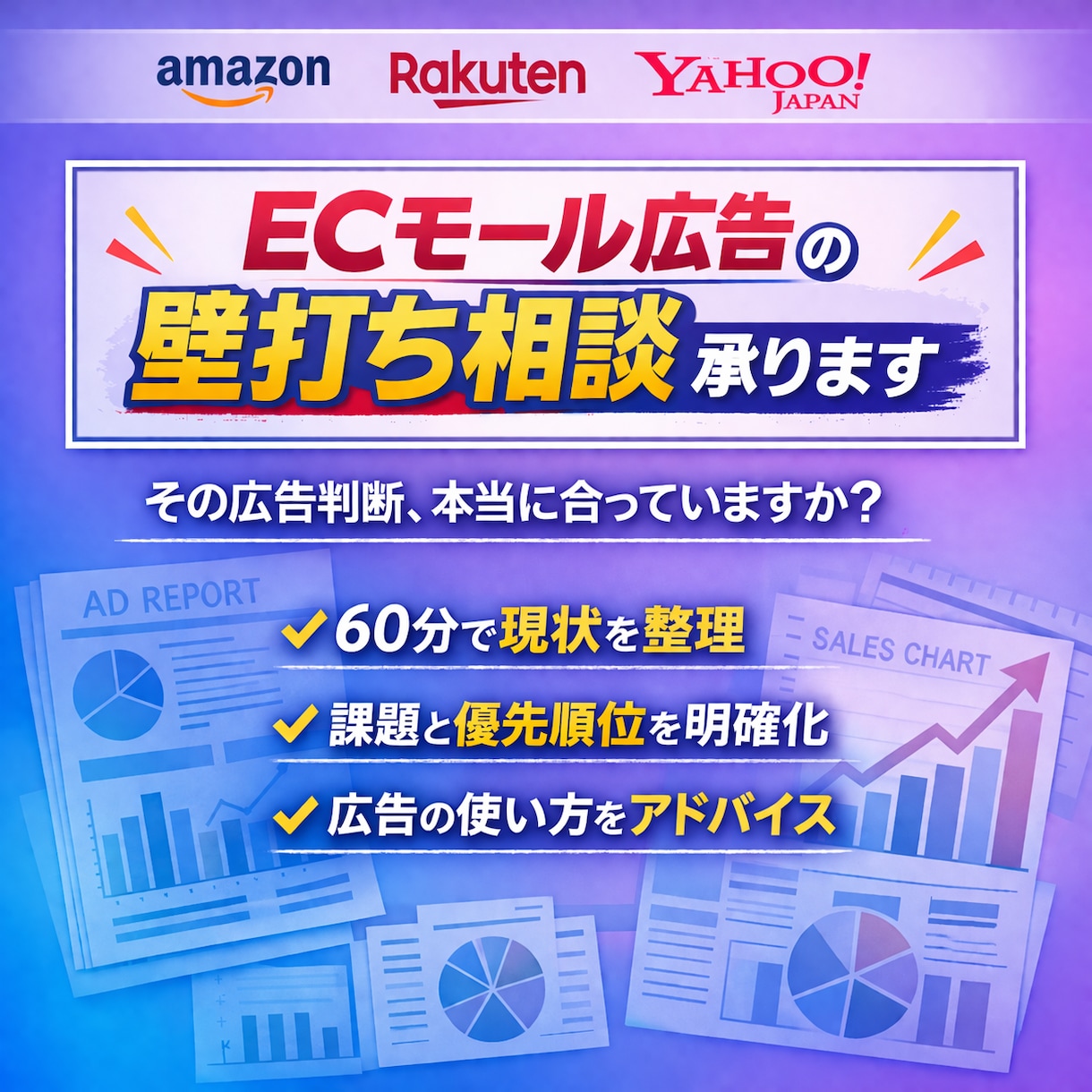 ECモール広告の壁打ち相談承りますます その広告判断、本当に合っていますか？ イメージ1