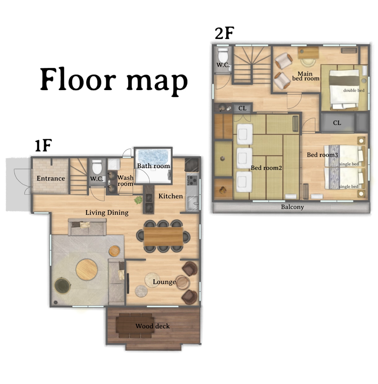 一目で魅力伝わる！【間取り図イラスト】を作成します Airbnb・民泊・リノベ物件等 | 空気の“伝わる一枚”を イメージ10