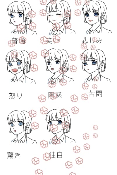 ゲームの立ち絵描きます 表情差分5種つき、バストアップは−1000 イメージ3