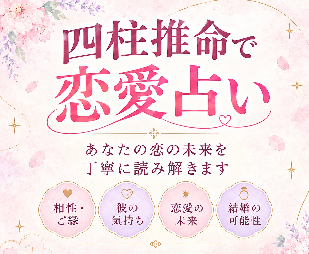 恋愛占い♡：縁の深さ/二人の未来/好機を占います お相手の本質や運気のバイオリズムを命式に基づき解明します イメージ1