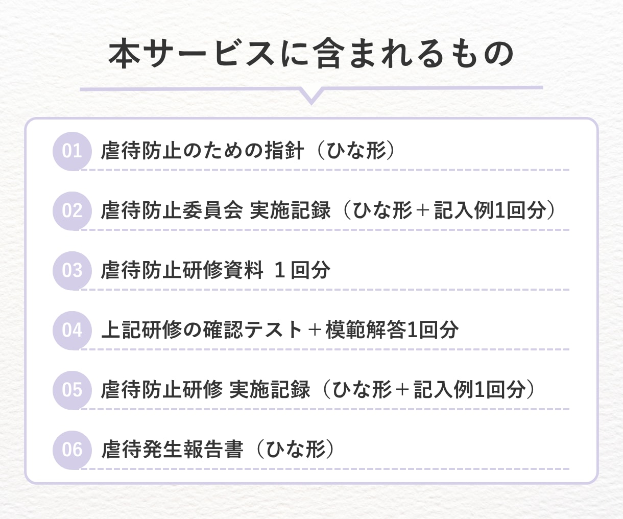 運営指導で指摘０！虐待防止完全対策セット提供します 指針・委員会・研修が最短1時間*で完了【介護・障がい対応】 イメージ3