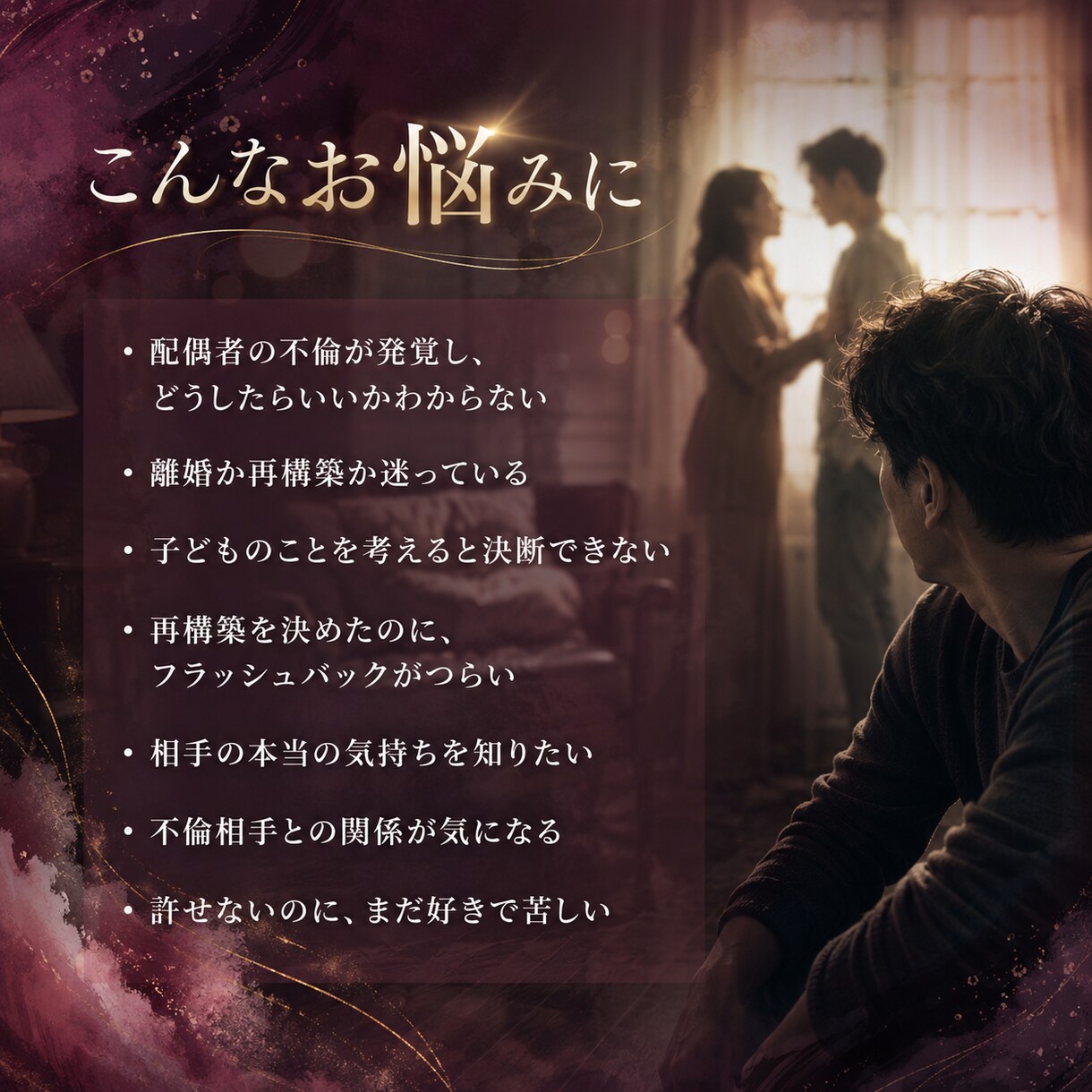 され妻・され夫限定｜今後の夫婦関係を鑑定します 許せない気持ちも未練も、ありのままで大丈夫です イメージ2