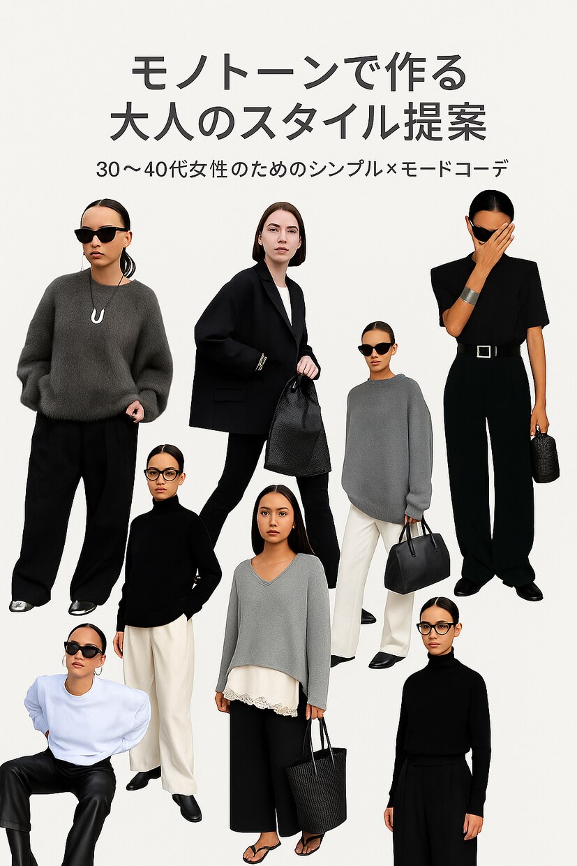 モノトーンで作る大人クールコーデ提案します 垢抜ける大人のモノトーンコーディネート イメージ1