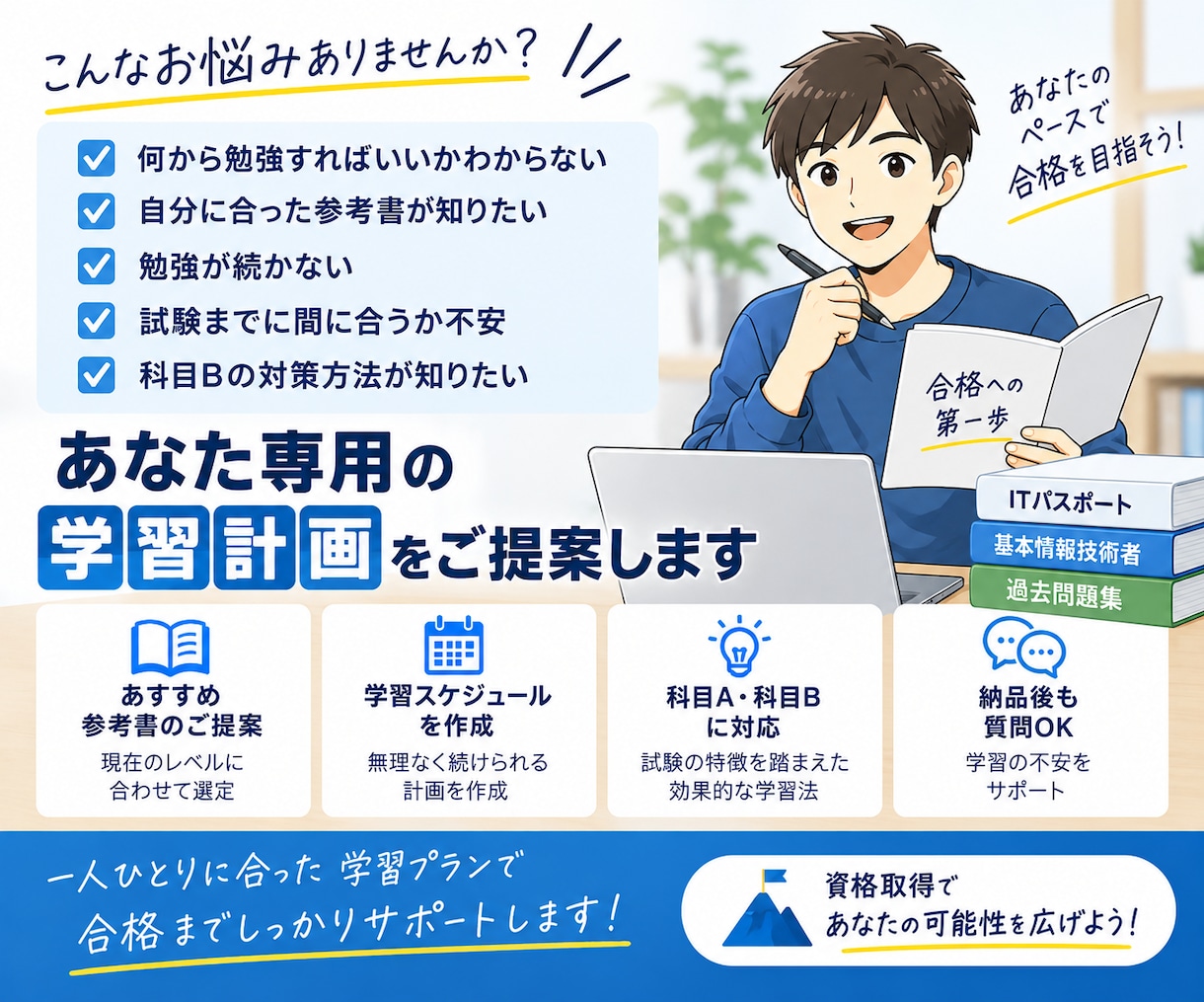 ITパスポート・基本情報の学習計画を作成します 独学合格者があなた専用の学習プランをご提案します イメージ2