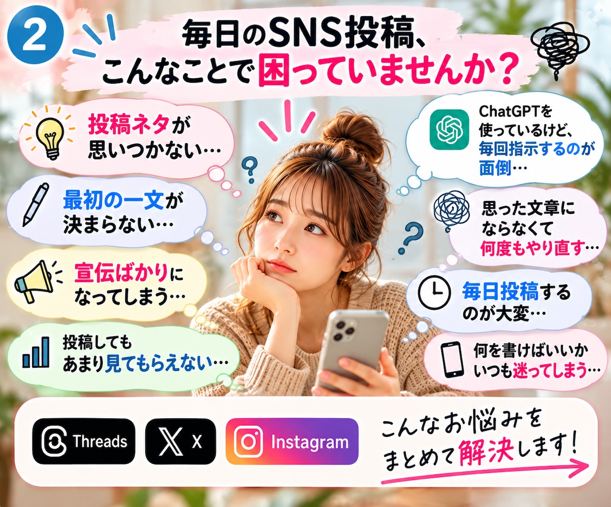 あなた専用のSNS投稿AIを作ります 毎日の「何を投稿しよう？」をラクにします イメージ2