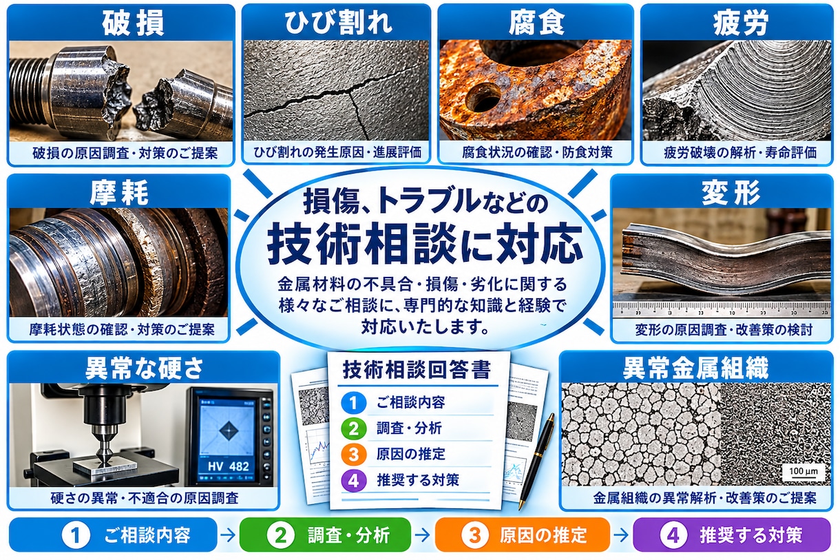金属材料の損傷原因を検討します 生成AIも活用し、原因を推定して対策を回答 イメージ1