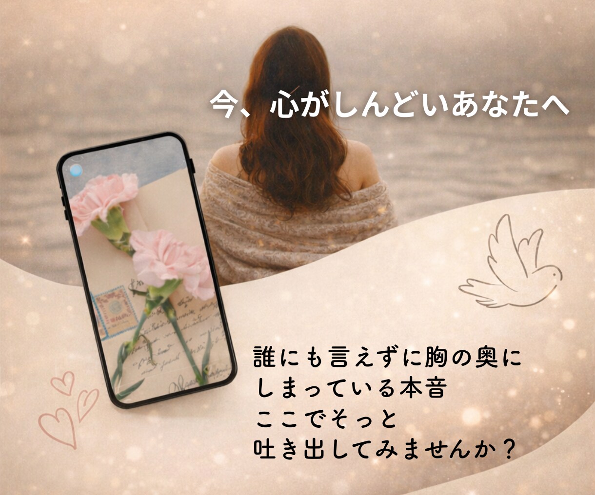 あなたの心のお悩みや愚痴をお伺いします 誰にも言えない心のモヤモヤにそっと寄り添います。 イメージ1