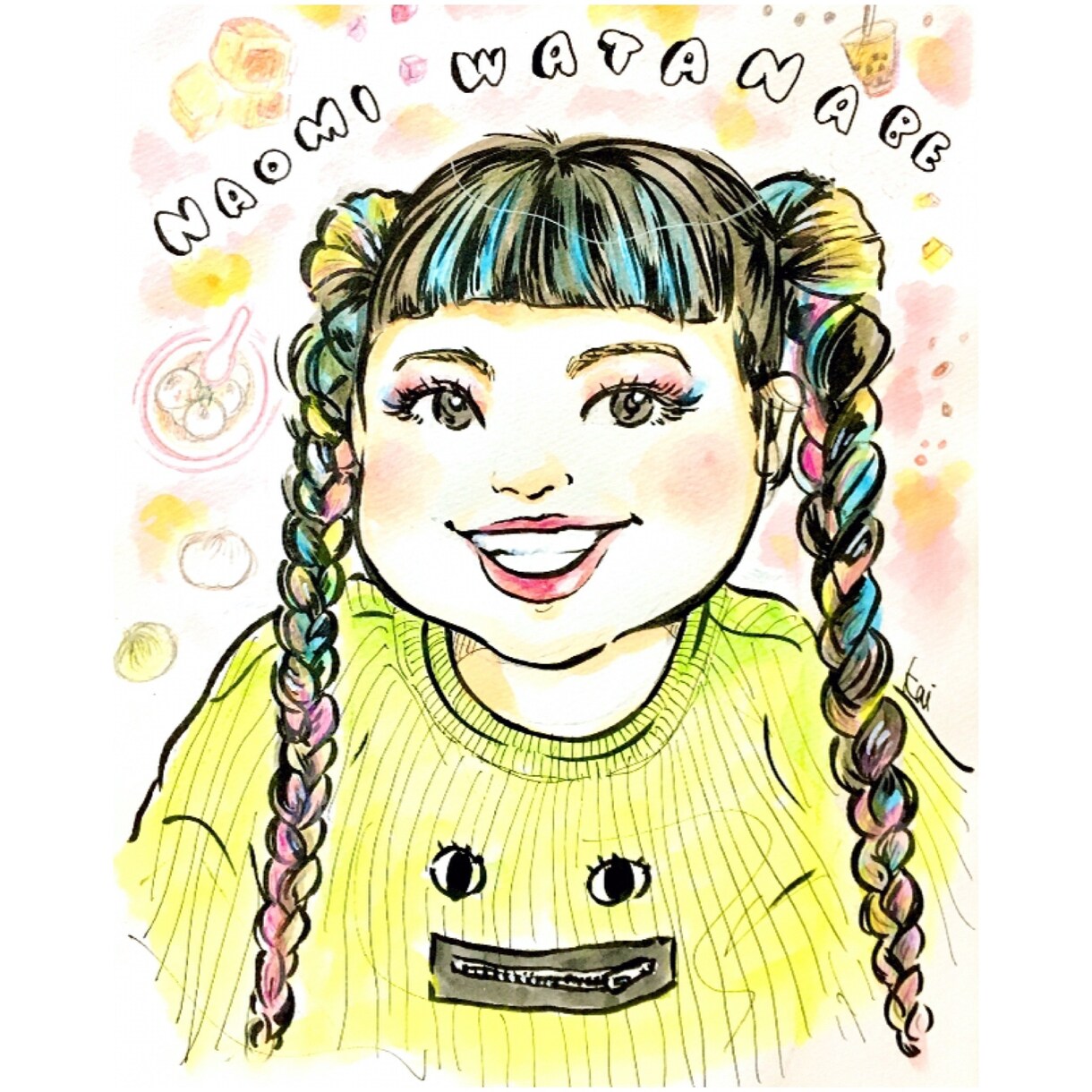 プレゼントにも！おしゃれな水彩の似顔絵描きます ウェルカムボードにもおすすめの手描きの原画サービスです。 イメージ10