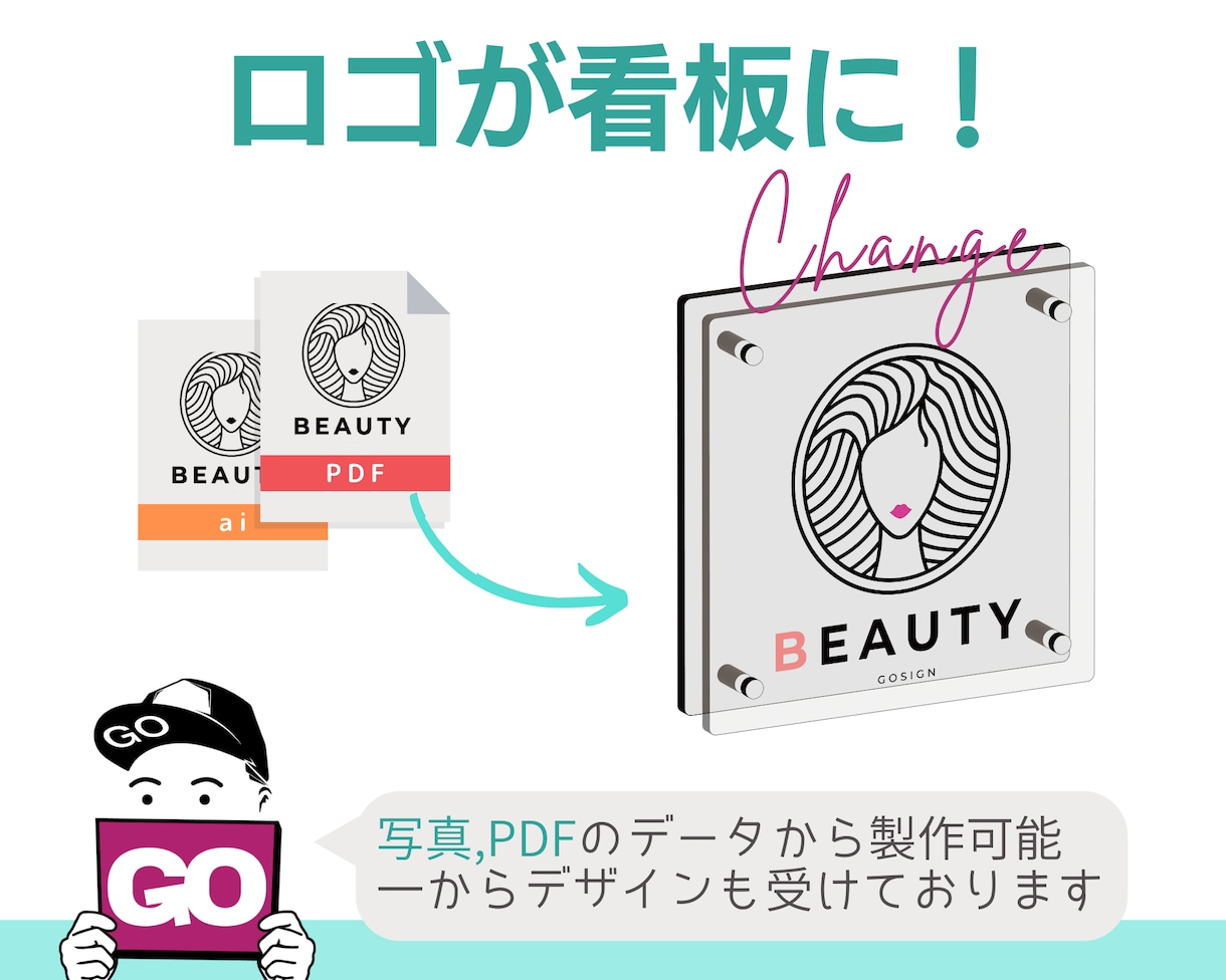 鮮明で上品！おしゃれなアクリル看板を制作します フルカラーで美しい看板＆ミニ看板のセット！送料無料！ イメージ7