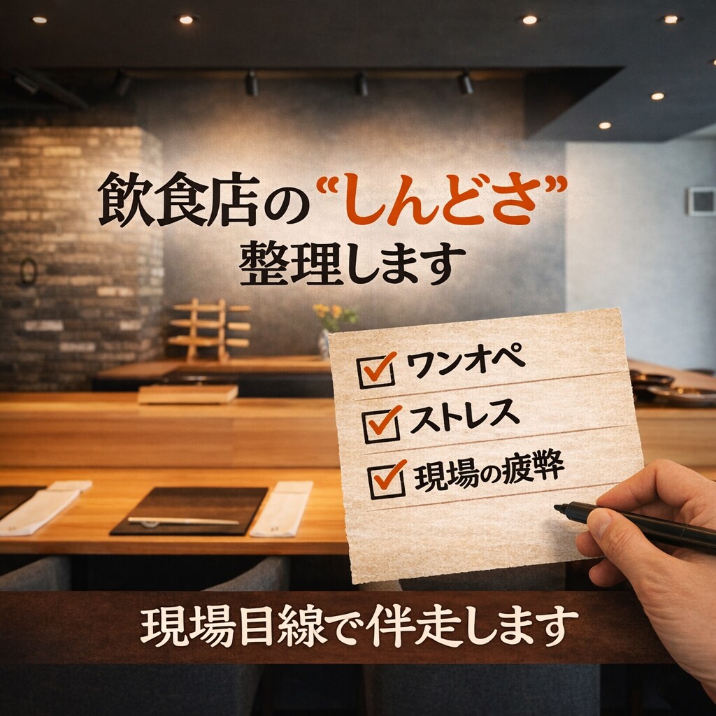飲食店の”現場のしんどさ”を一緒に整えます 無理なく続く現場づくりを支えます イメージ1