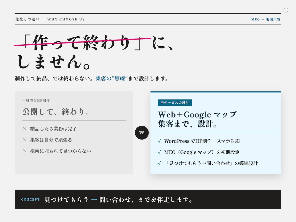 集客できるHPをMEO込みで制作します MEO×Web制作｜作って終わりにしない伴走型サポート イメージ2