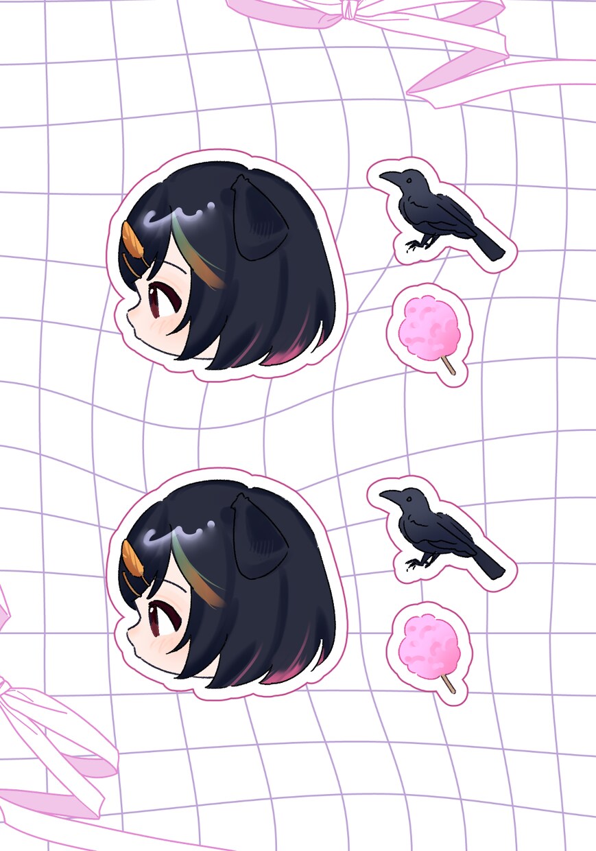 ネップリ対応　フレークシールちゃんを描きます ミニキャラ横顔＋お好きなモチーフ2点描きます。 イメージ2
