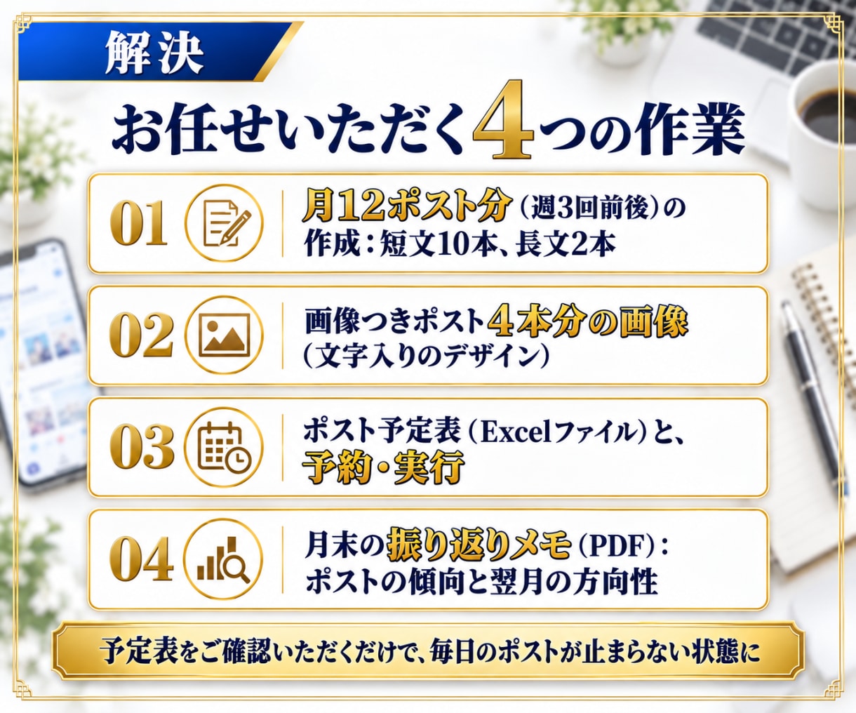 月12ポスト＋画像つき！X運用を1ヶ月代行します ポスト12本と画像を予定表で納品。定期購入可 イメージ4