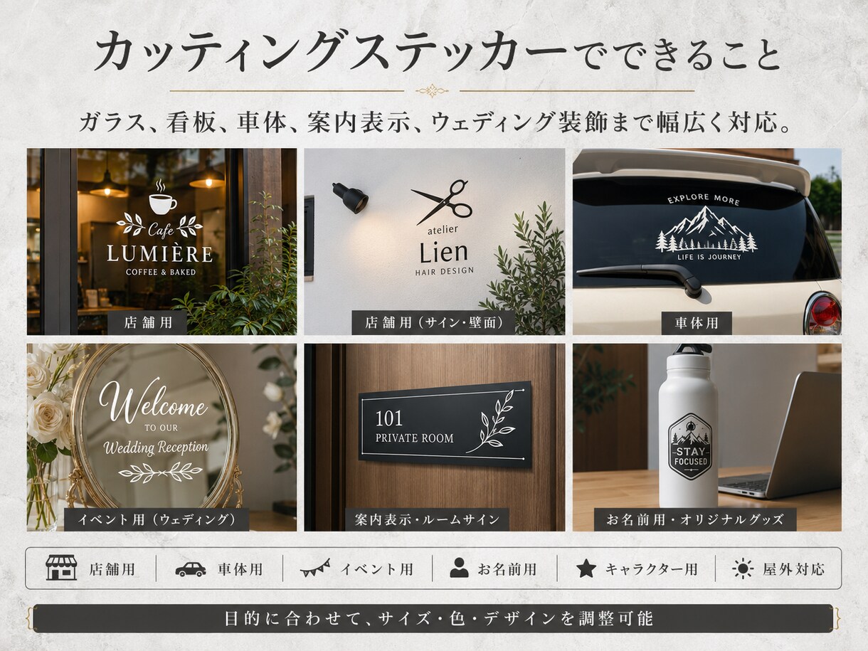 オリジナルのカッティングステッカー作ります AIデータをお持ちならデータ作成費0円。画像1枚からでもok イメージ6