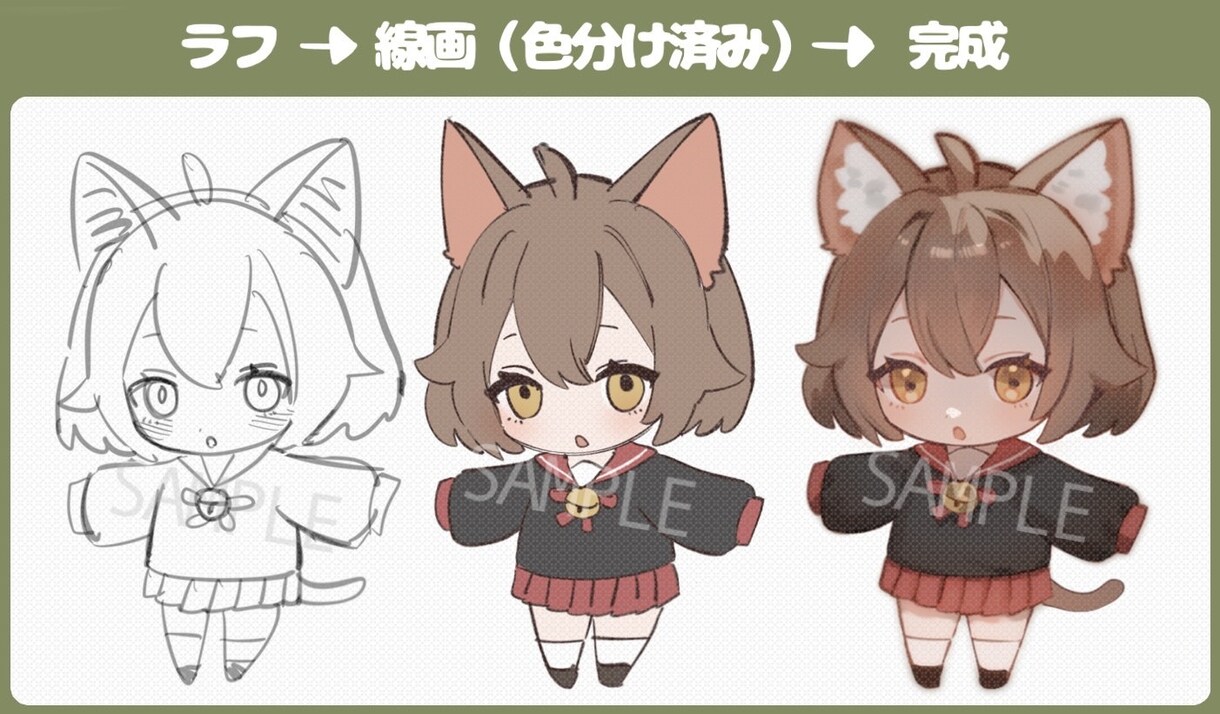 商用可能！透明感のあるかわいいミニキャラ作成します グッズやサムネイルなど様々な用途に使えるSDイラストです！ イメージ2