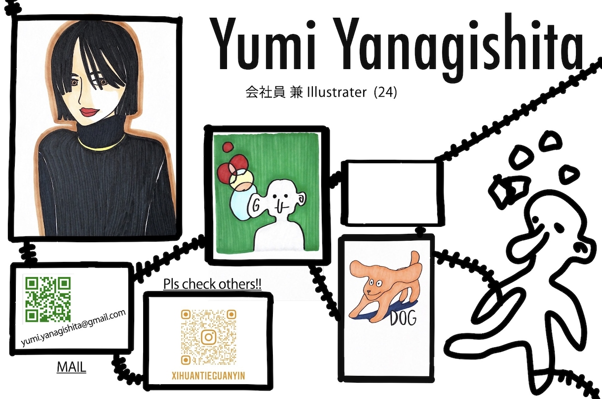 思わず保管したくなる他には無い名刺をデザインします 制作したイラストと組み合わせ一点モノの名刺を制作いたします！ イメージ3