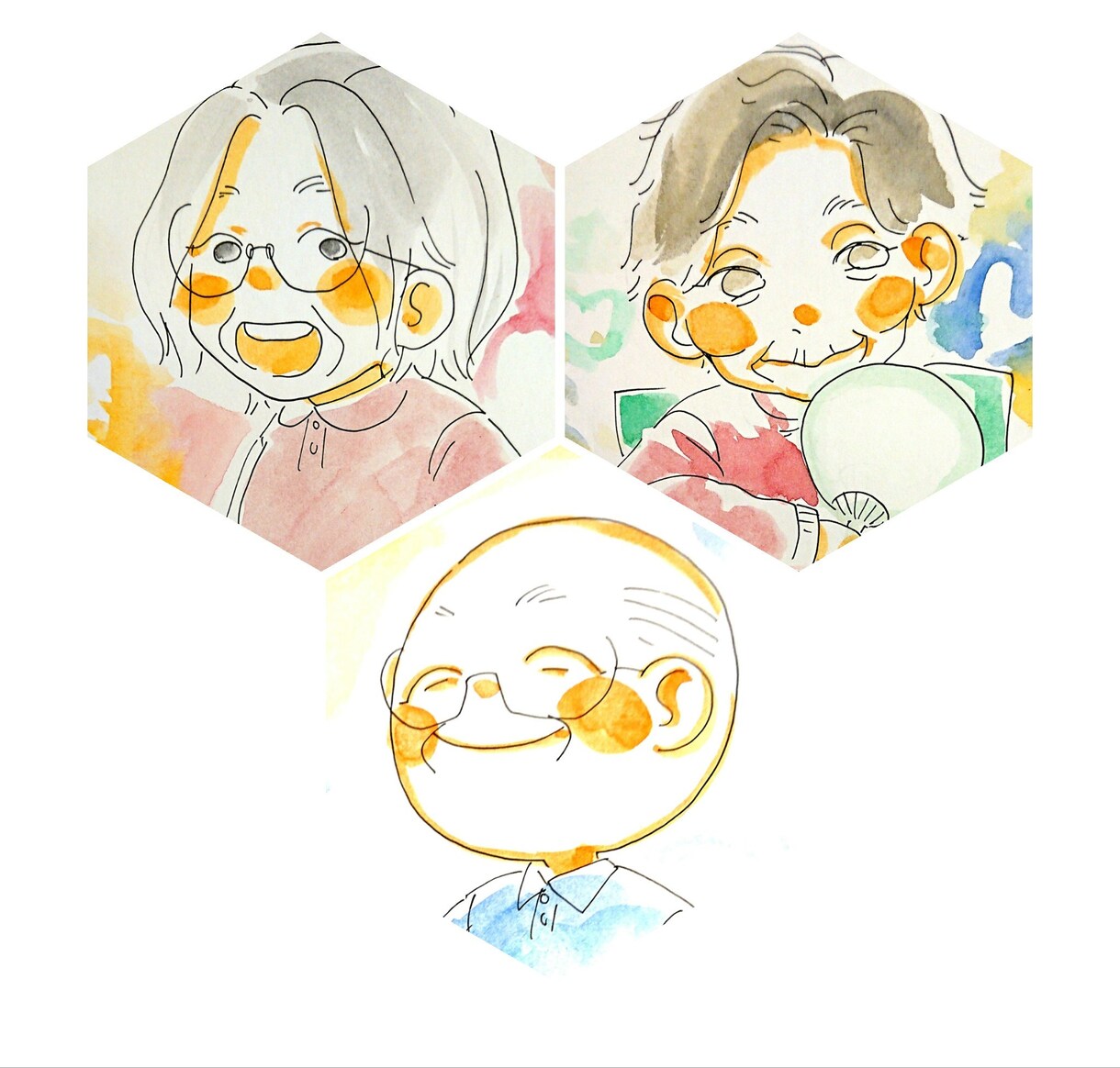 おじいちゃんおばあちゃんへの似顔絵描きます おじいちゃんおばあちゃんの可愛い似顔絵が欲しい方に イメージ3