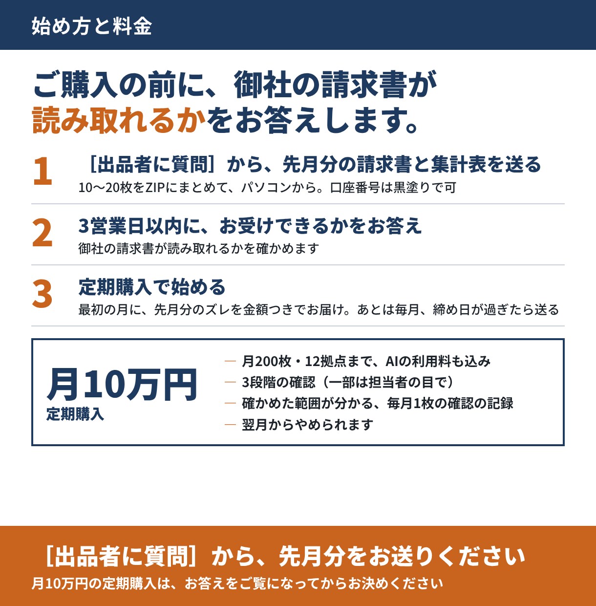 月額記帳代行｜拠点別に仕訳し請求書の誤りも探します 請求書の入力とズレ探しは任せて、経理は本来の業務へ イメージ6