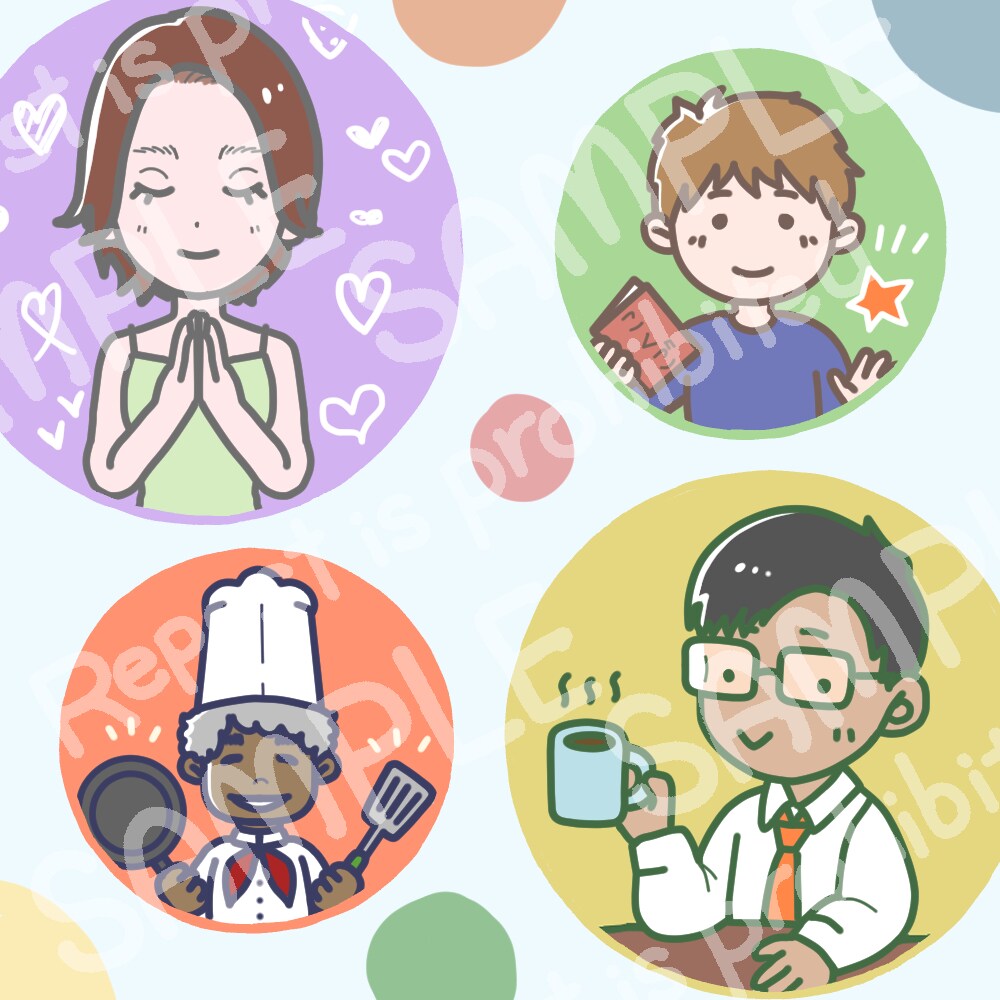 お好みの雰囲気で！SNSアイコン画像作成します ほんわか、似顔絵、シンプル、厚塗り…画風お選びいただけます！ イメージ2