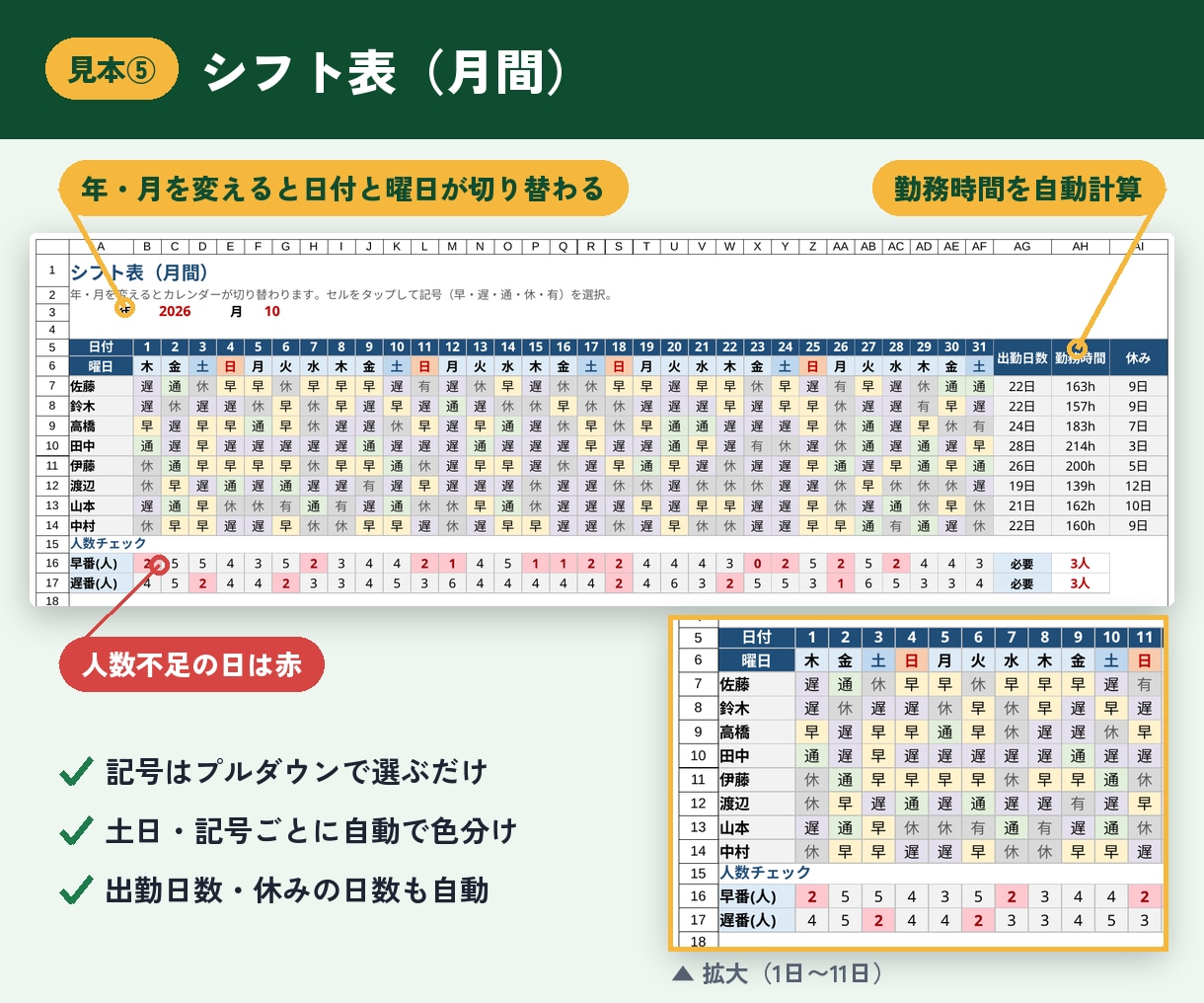 入力するだけで自動計算のExcel管理表を作ります マクロなし・関数だけ｜在庫・売上・家計簿・シフトに イメージ7