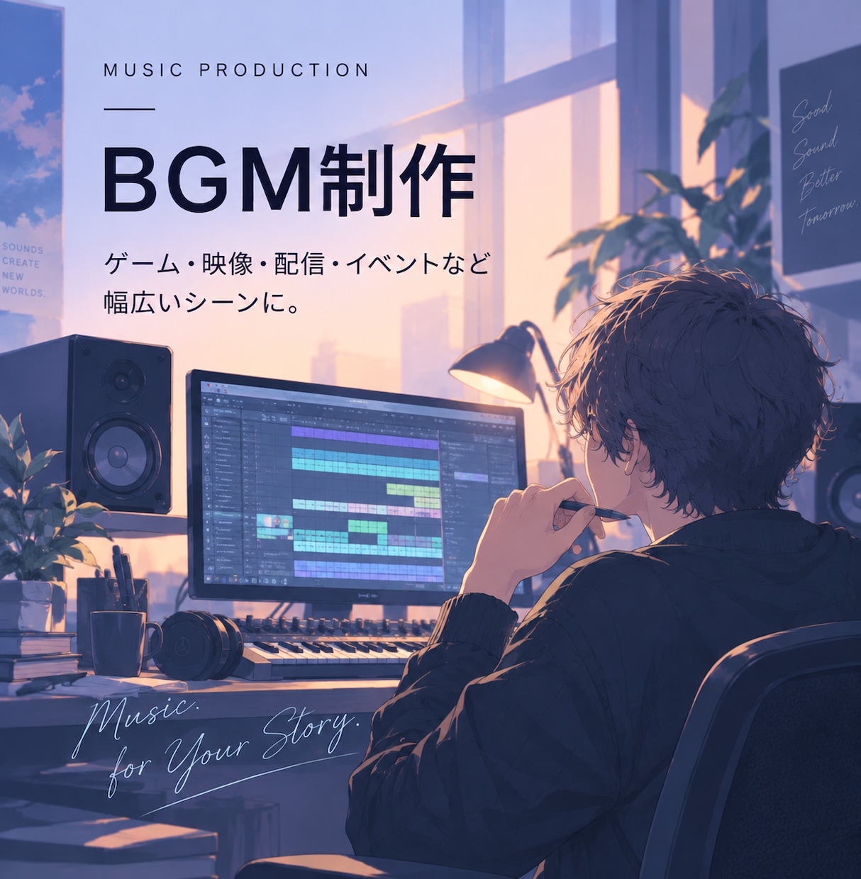 用途に合わせたオリジナルBGMを作ります ゲーム・映像・配信を「音」で演出します イメージ1