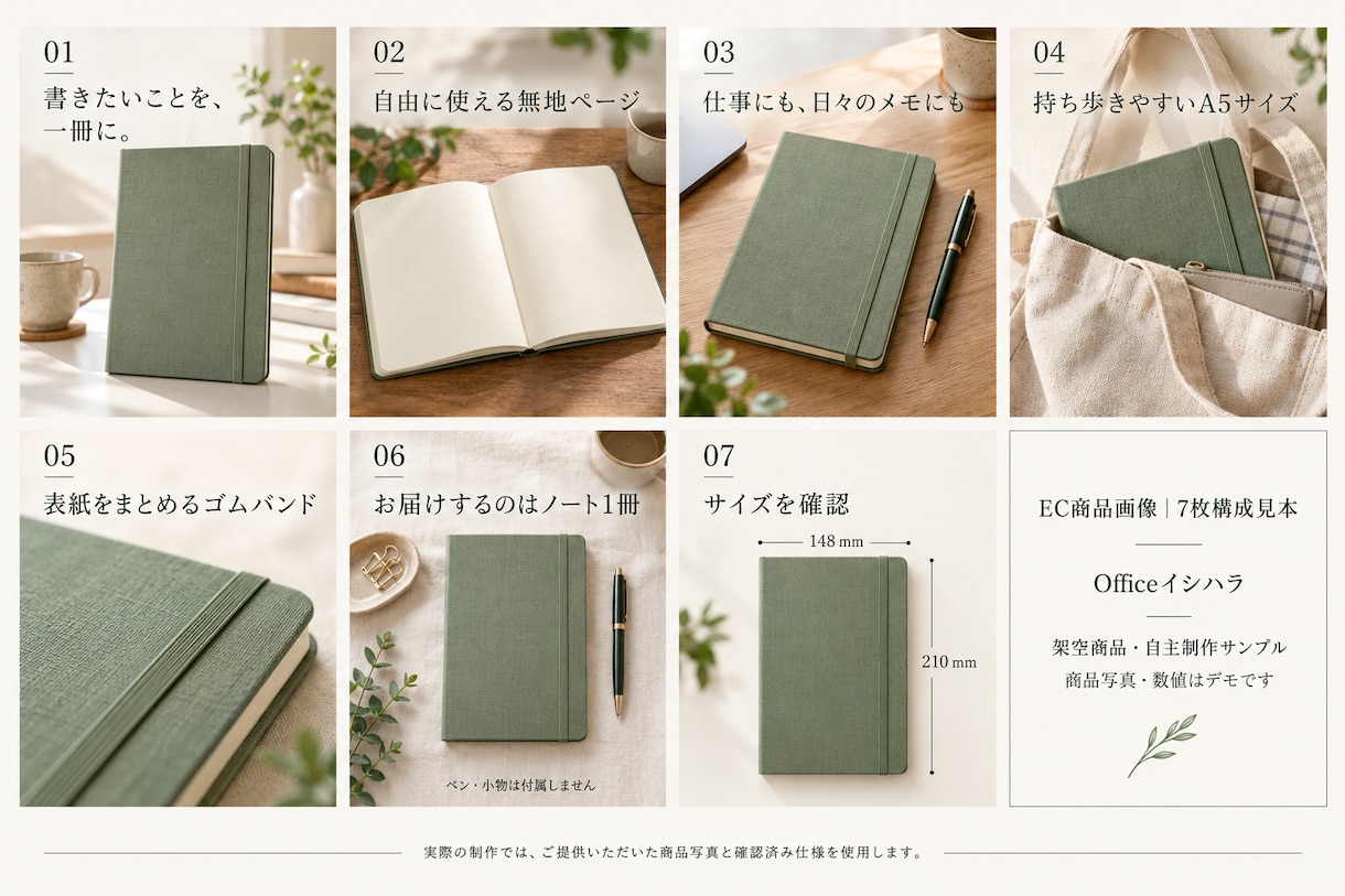 商品の魅力が伝わるEC画像を7枚制作します 写真と商品情報から構成を整理。修正無制限で整えます イメージ1