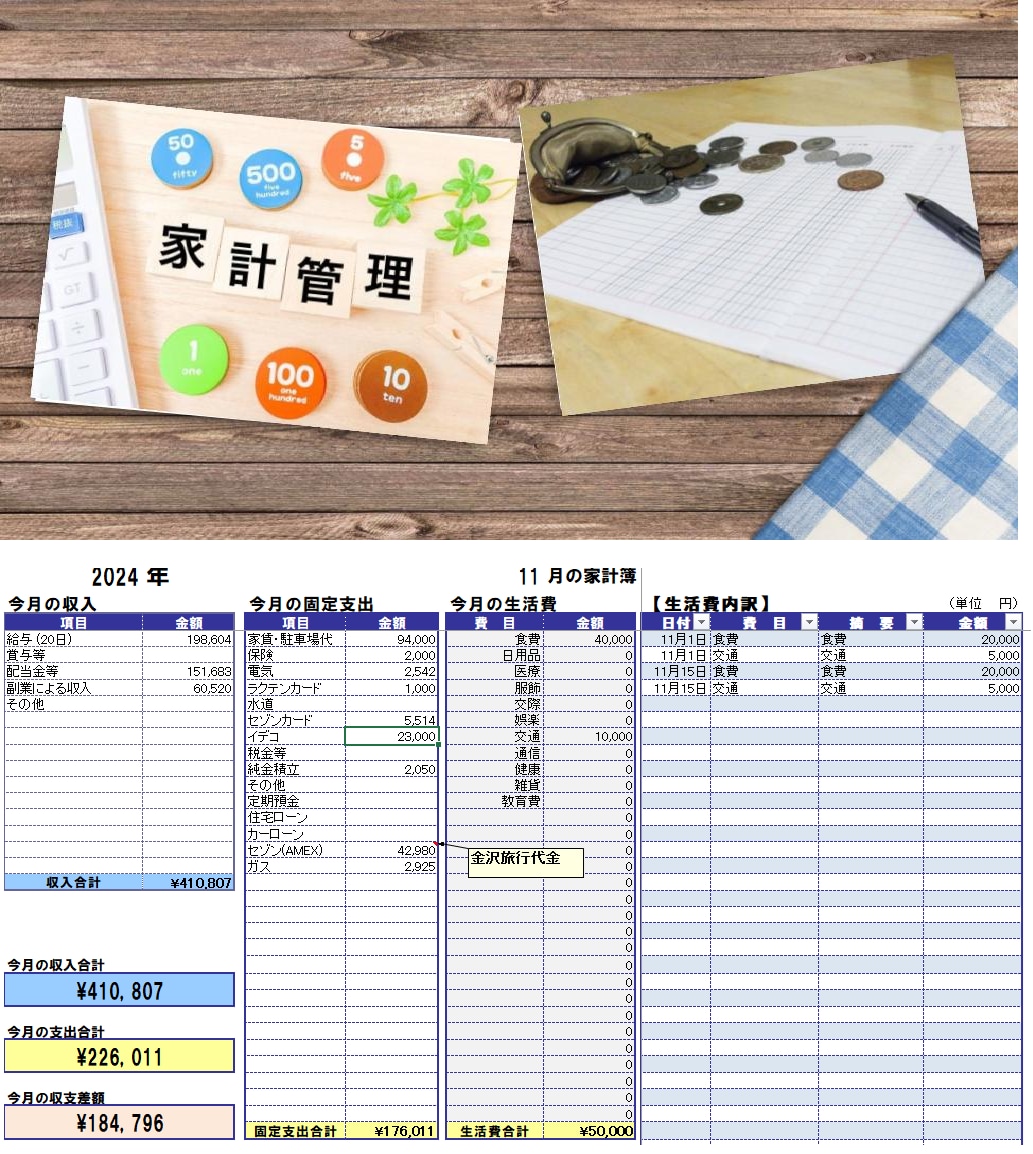 家計簿をＥｘｃｅｌで管理できます 使い慣れたＥｘｃｅｌで家計簿を作成してみませんか。 イメージ1
