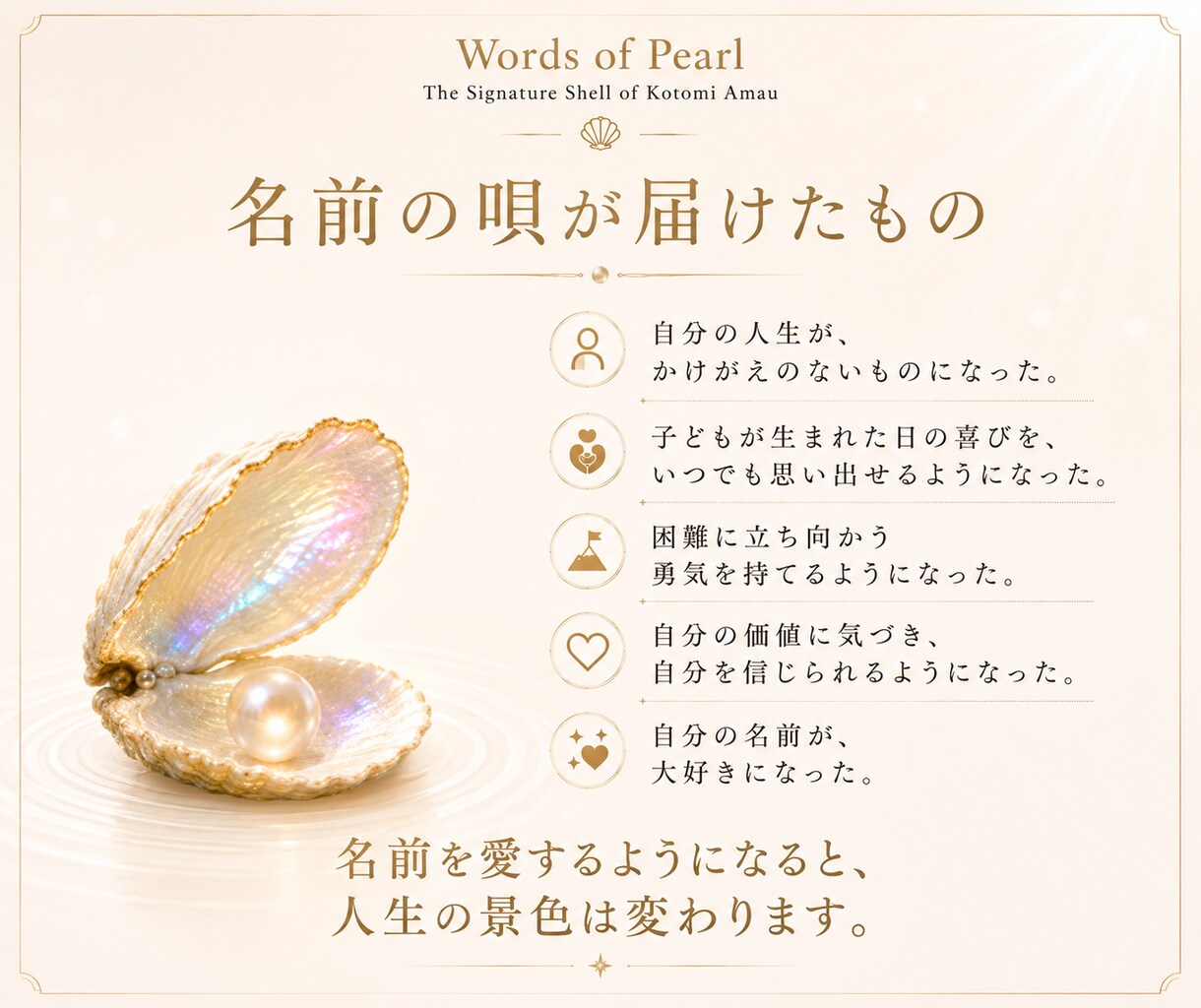 名前の唄｜名前からあなたのためだけに詩を届けます 名前には、真珠の輝きが宿る。 言葉は、その輝きを映し出す。 イメージ6