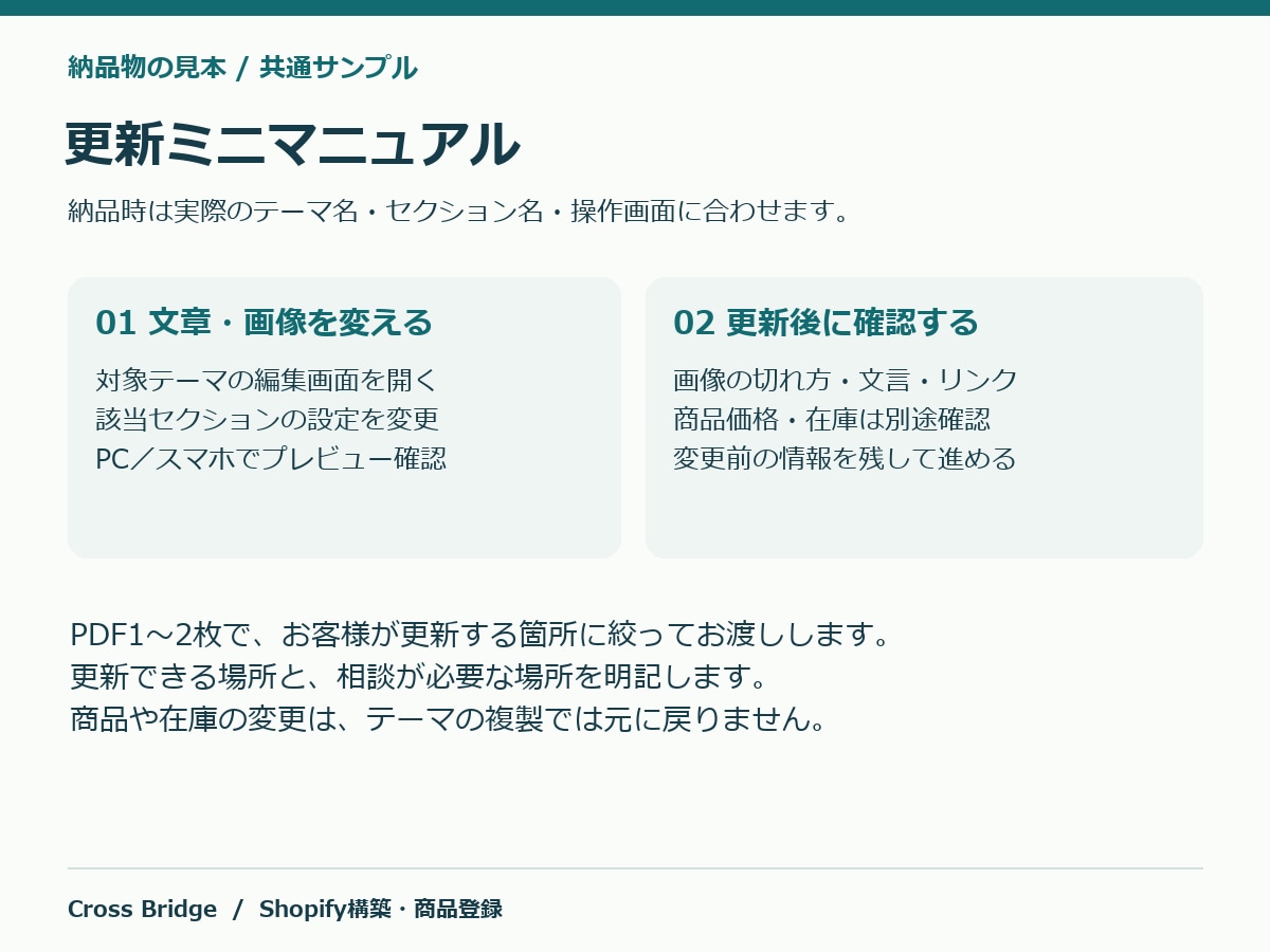 Shopify構築と商品10点登録まで行います スマホ購入導線・QA報告・更新マニュアルつき イメージ9