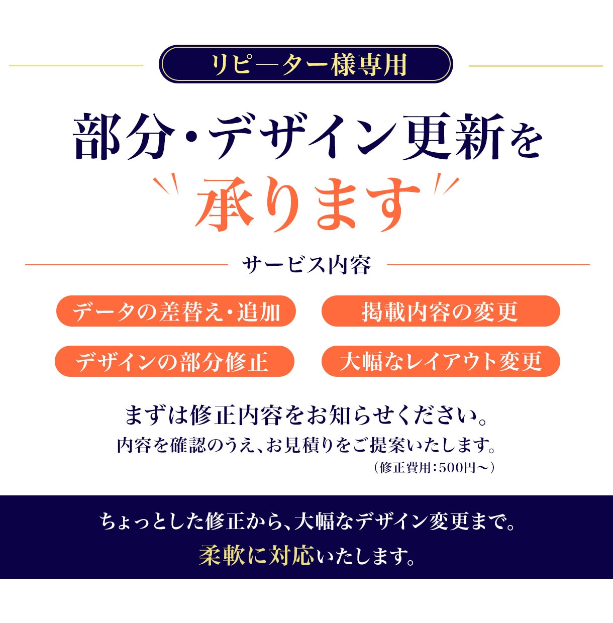 いつもの安心をお届けします リピーター様専用の出品サービスです イメージ1