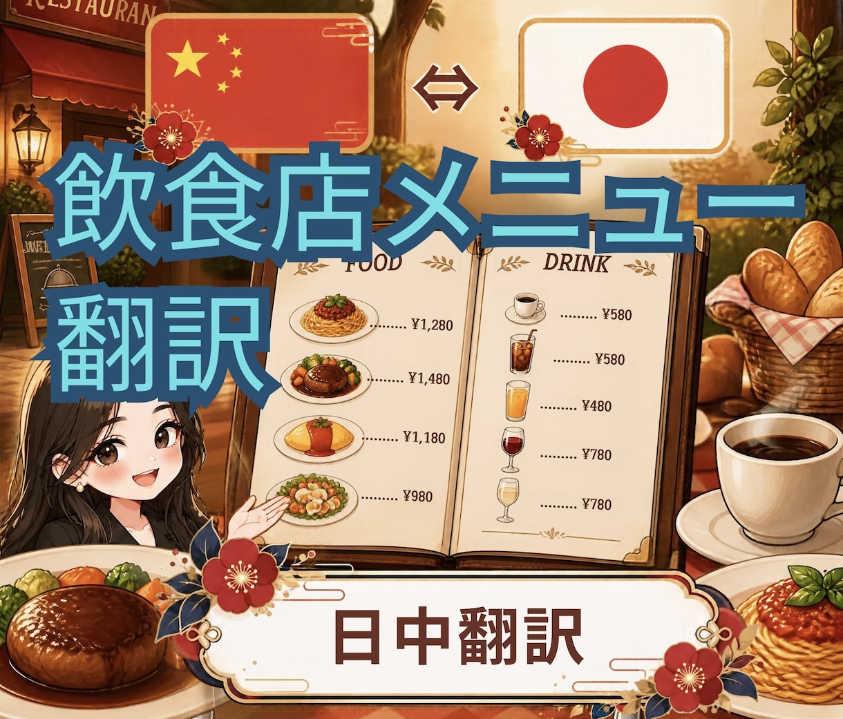 飲食店メニューを伝わる中国語に翻訳します 料理名のローマ字併記・お通しの説明まで対応 イメージ1